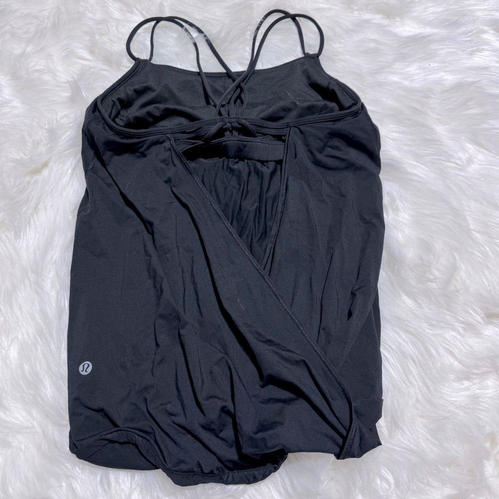 Lululemon black open back tank‎ size 6